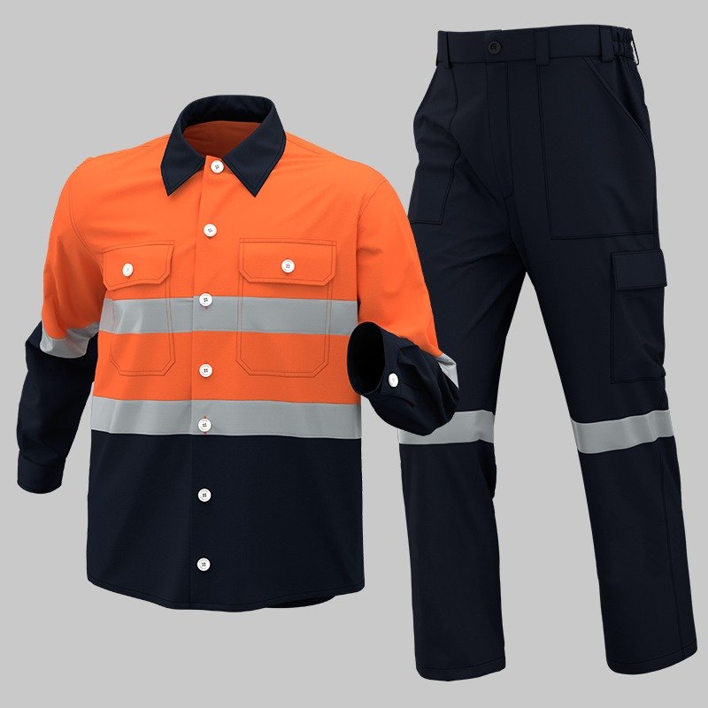 2-Piece Heavy Duty Visibility Construction Work Uniform Set - free Size